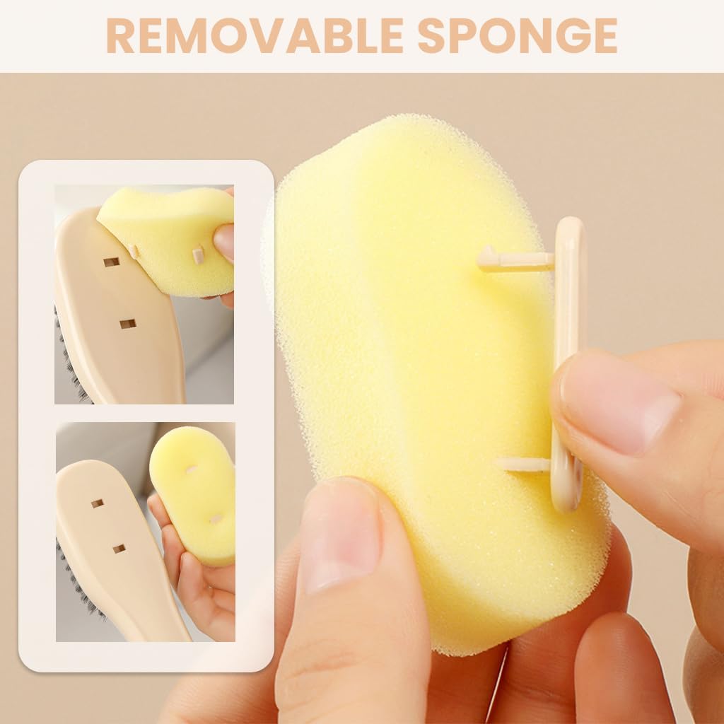HASTHIP Shoe Scrubber Brush for Deep Cleaning with 2 in 1 Double Sided Scrubber and Sponge | Non Abrasive for Leather Shoes Sneakers and Boots