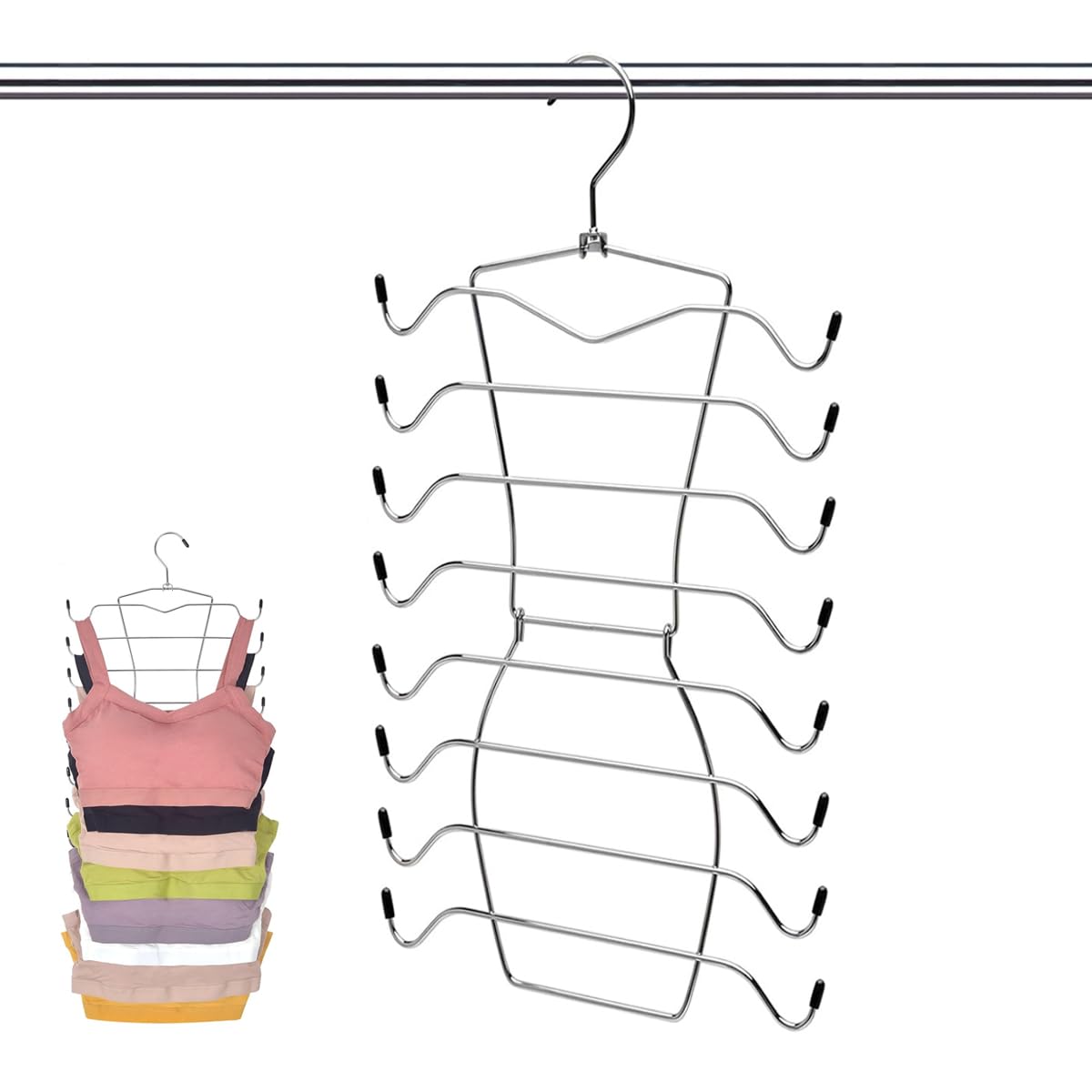 HASTHIP® Bra Hanger Multi Bra Hanger Space Saving Wardrobe Sport Bra Hanger Organizer Tank-Top Wardrobe Hanger Wardrobe Organizer Stainless Steel Multi Bra Hanger