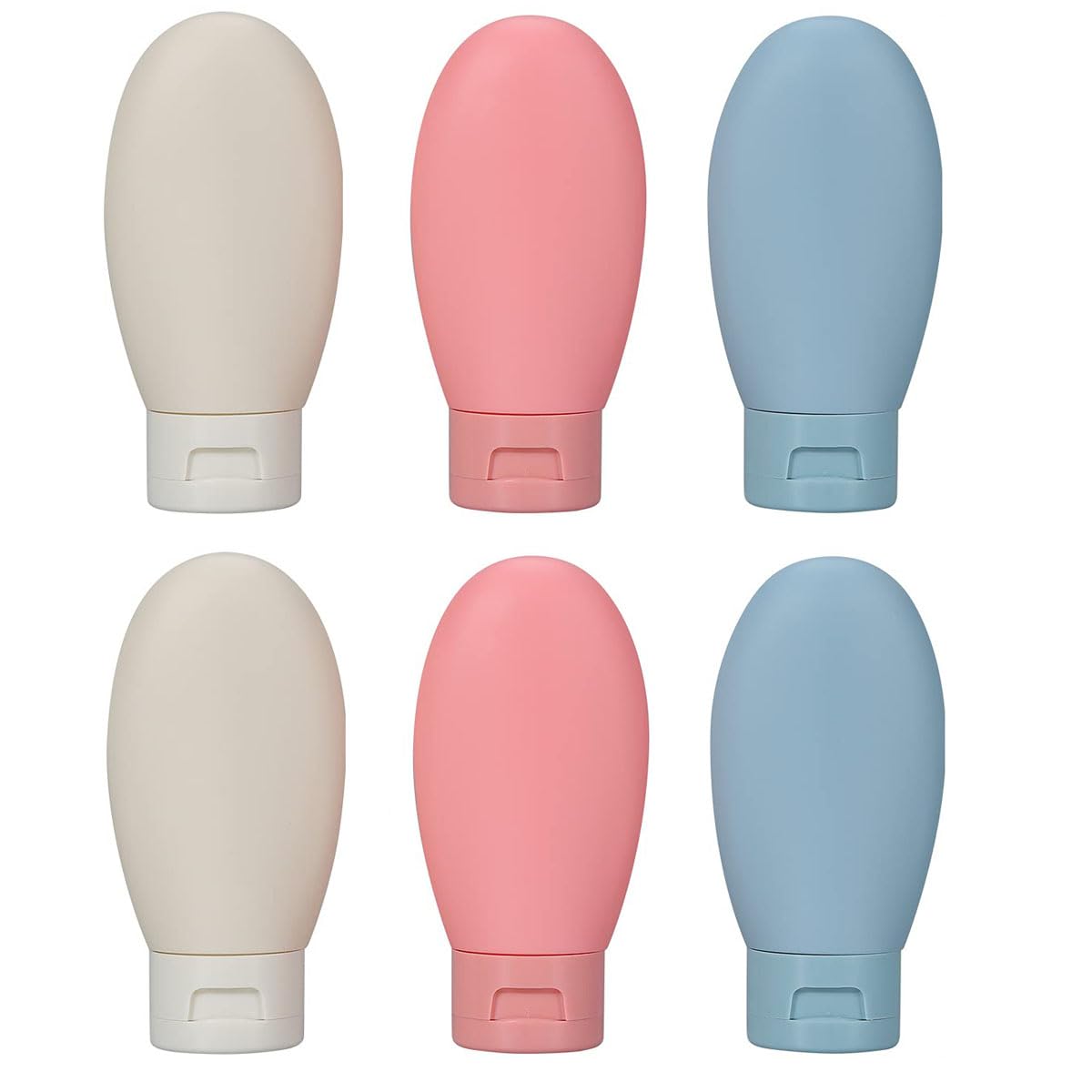 ZIBUYU Travel Bottles for Lotion and Shampoo with Leakproof Flip-up Lid 6Pcs 60ml Soft PE