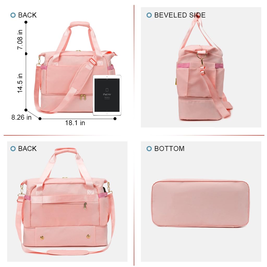 PALAY Travel Duffel Bag for Gym and Weekend Trips with Double Layer 46x21x37cm Design | Waterproof Oxford Cloth with Shoe Compartment