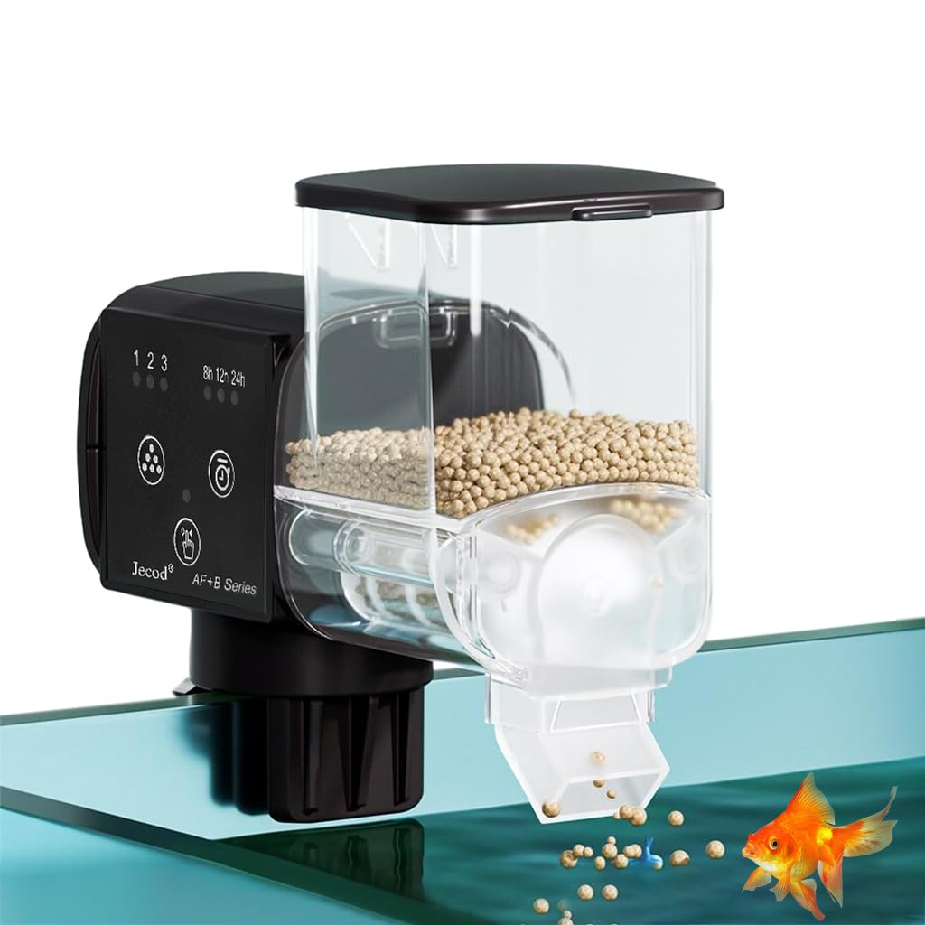 Qpets 340ml Automatic Fish Feeder Aquarium Automatic Fish Feeder with 3 Timer, Moisture-Proof Aquarium Tank Fish Food Dispenser Electric Auto Fish Food Dispenser Adjustable Feeding Amount