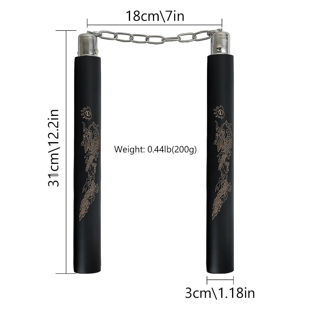 Optifit Nunchucks for Karate Training with 11 inch Foam Padding and Stainless Steel Core | Safe for Kids and Adults