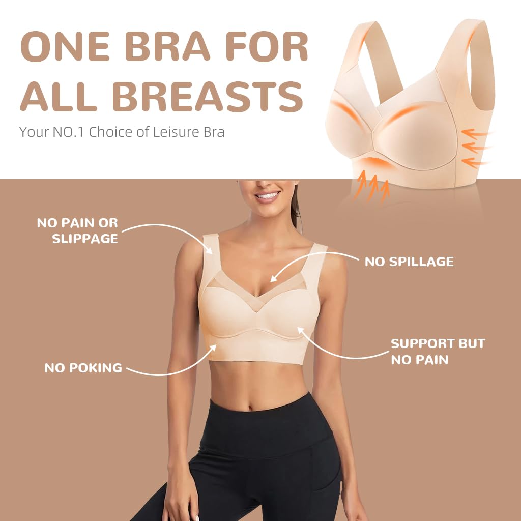 PALAY® Seamless Bra Women Bralette Bra Push-Up Bralette Bra Seamless Ice Silk Women Bra Breathable Cool Summer Bralette Full Cup Bras, L