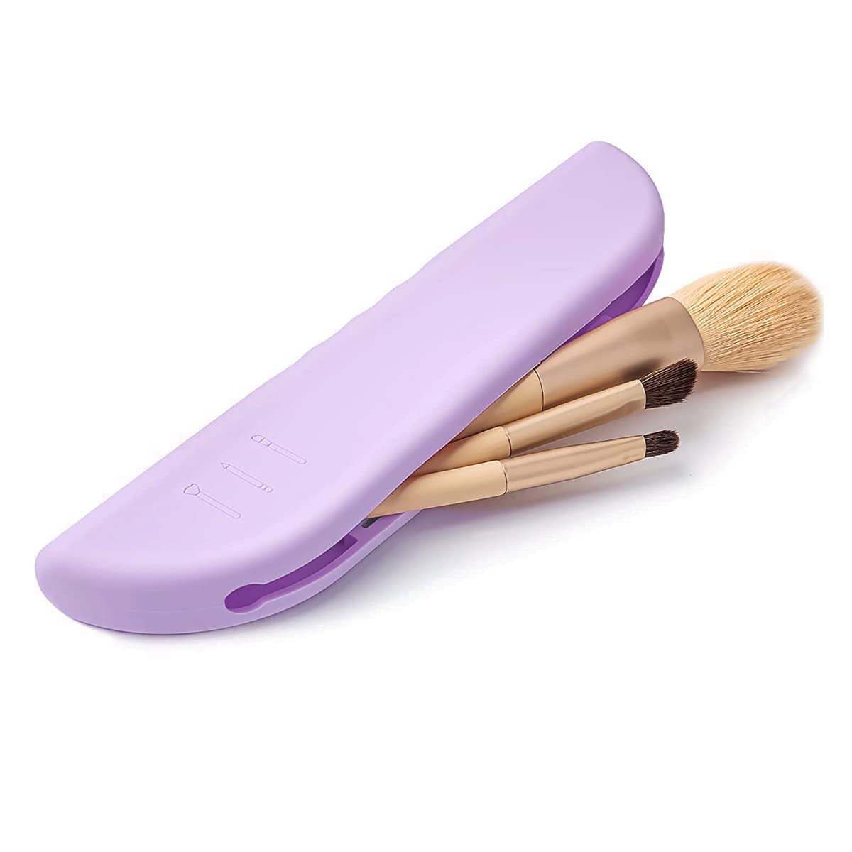 MAYCREATE Makeup Brush Holder Travel Silicone Cosmetic Face Brushes Holder, Portable Soft and Sleek Makeup Brush Organizer Pouch Tools (Purple)