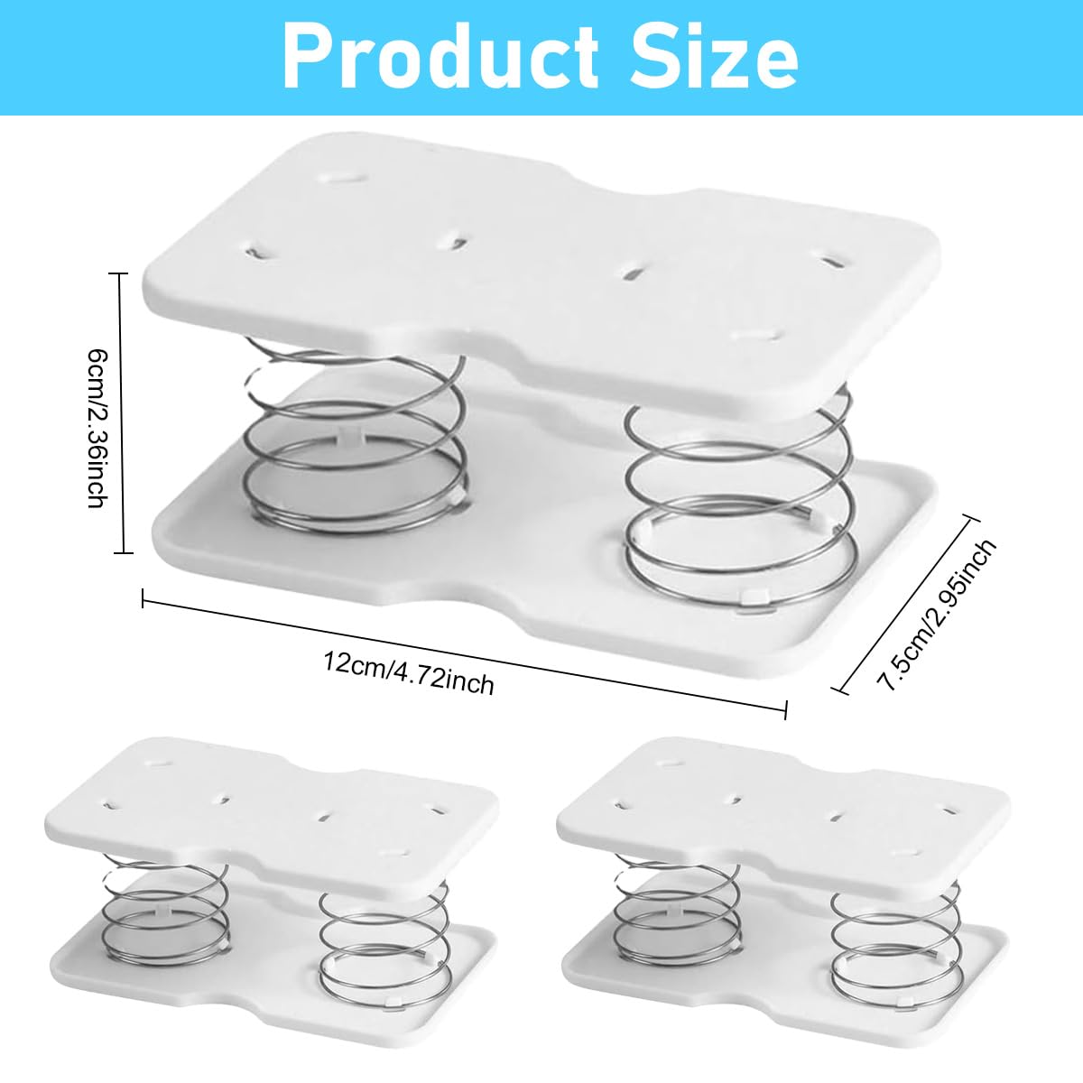 HASTHIP Tissue Box Holder for Home and Office featuring Spring Loaded Support 3Pcs 4.7x3x2.3 in White