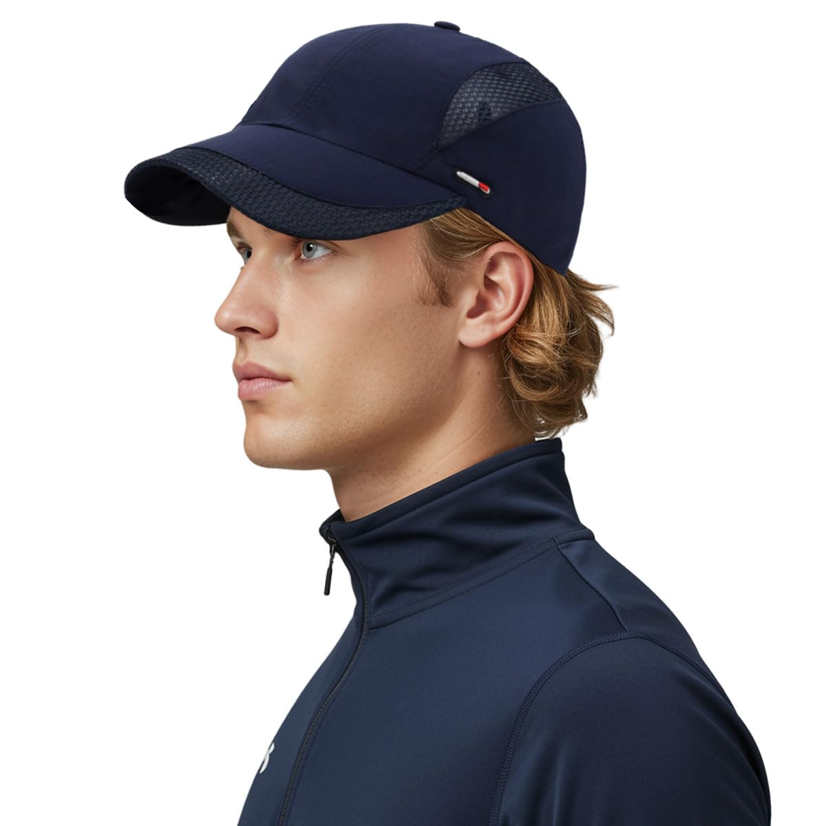 GUSTAVE Caps for Men for Golf and Outdoor Sports with Alloy Closure 22.1–24.4 in Fit | Breathable Cotton UV Protection Navy Blue