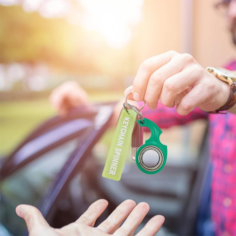 Zibuyu Spinner Keychain for Bike and Car with 360° Rotating Shaft and Green Luminescent Strip
