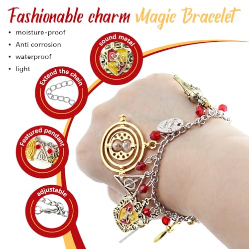 SANNIDHI® Harry-Potter Bracelet for Girls Stylish Wizardry Themed Charm Adjustable Stainless Steel Chain Jewellery Birthday Gifts Women Kids 3PCS