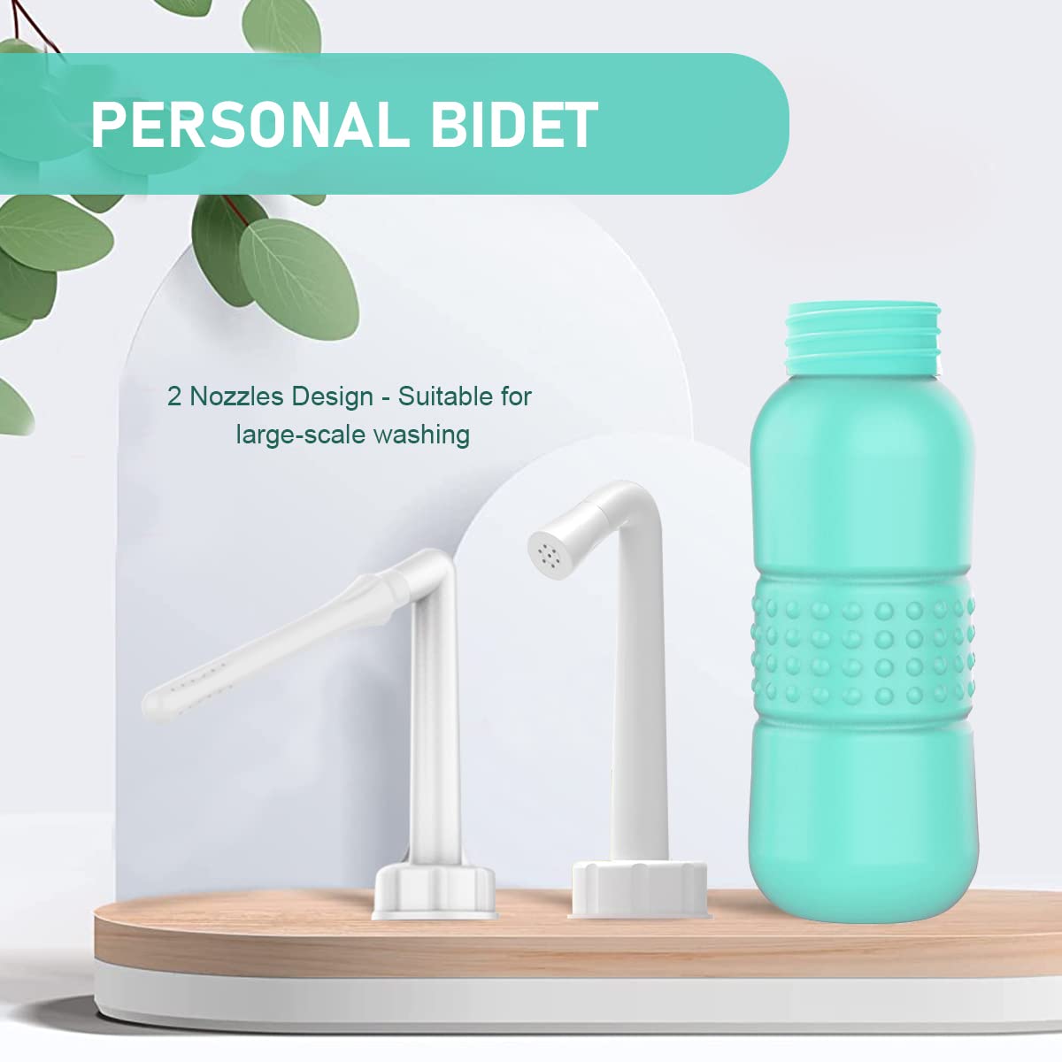 HANNEA Portable Bidet for Toilet and Travel with 450ml Bottle and Dual Nozzles | Ergonomic Design