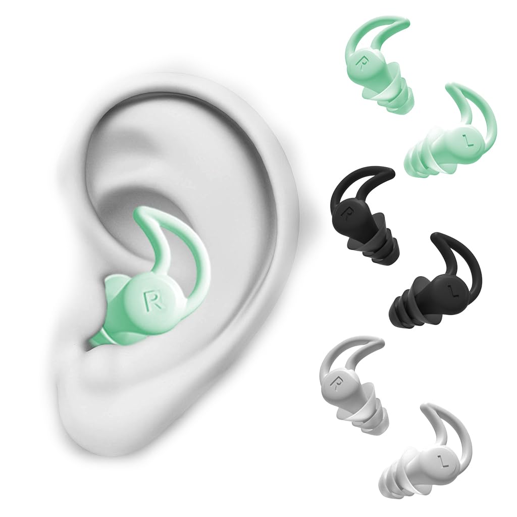 HANNEA Ear Plugs for Sleeping and Swimming featuring 3 Pairs Soft Silicone with Flanged Design | Reusable Noise and Water Protection