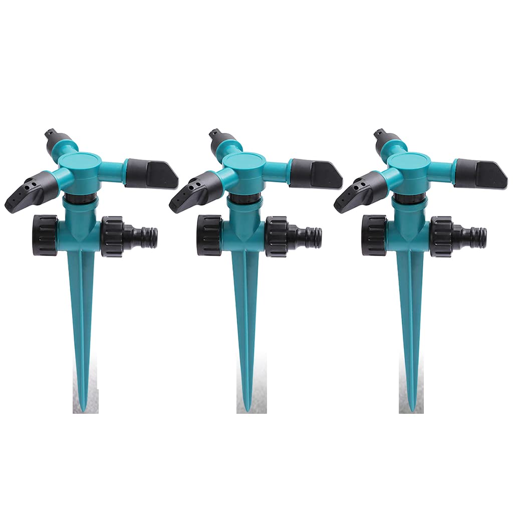 Optifit Garden Sprinkler for Lawn Watering with 360° Rotating Triple Nozzles | 3000 Sq Ft Coverage