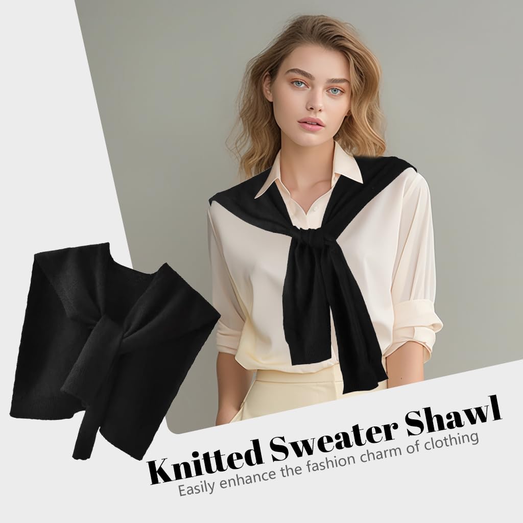 SANNIDHI Sweater Shawl Wrap for Women with Front Tie Strap featuring Soft Knitted Fabric | Elegant All-Season Cover-Up for Casual and Dressy Outfits
