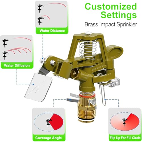 ORTIZA® Garden Rotating Water Sprinkler, 360° Adjustable Sprinkler for Garden Watering, Universal Zinc Alloy Sprinkler Nozzle with Stainless Steel Rod, Garden Irrigation System for Garden Lawn