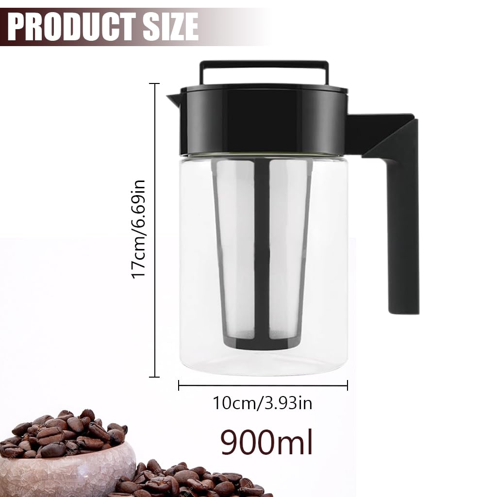 Supvox Cold Brew Iced Coffee Maker 900ml for Travel with Fine Mesh Filter and BPA-Free Plastic Cup
