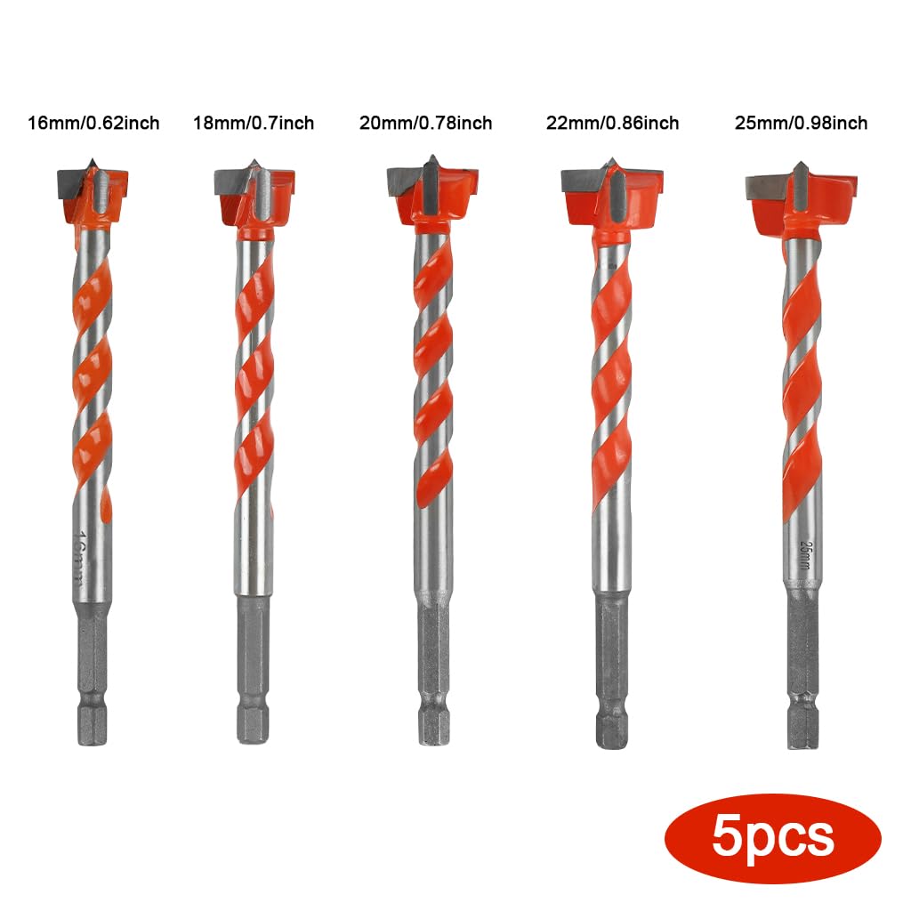 Serplex Forstner Drill Bit Set for Woodworking with Flat Bottom Design and 10–25mm Sizes