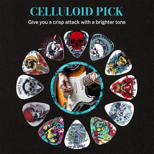 ZIBUYU® 24PCS Guitar Picks PVC 1mm Medium Heavy Rock Roll Bizarre Aesthetics for Bass Electric Acoustic Guitar Accessories