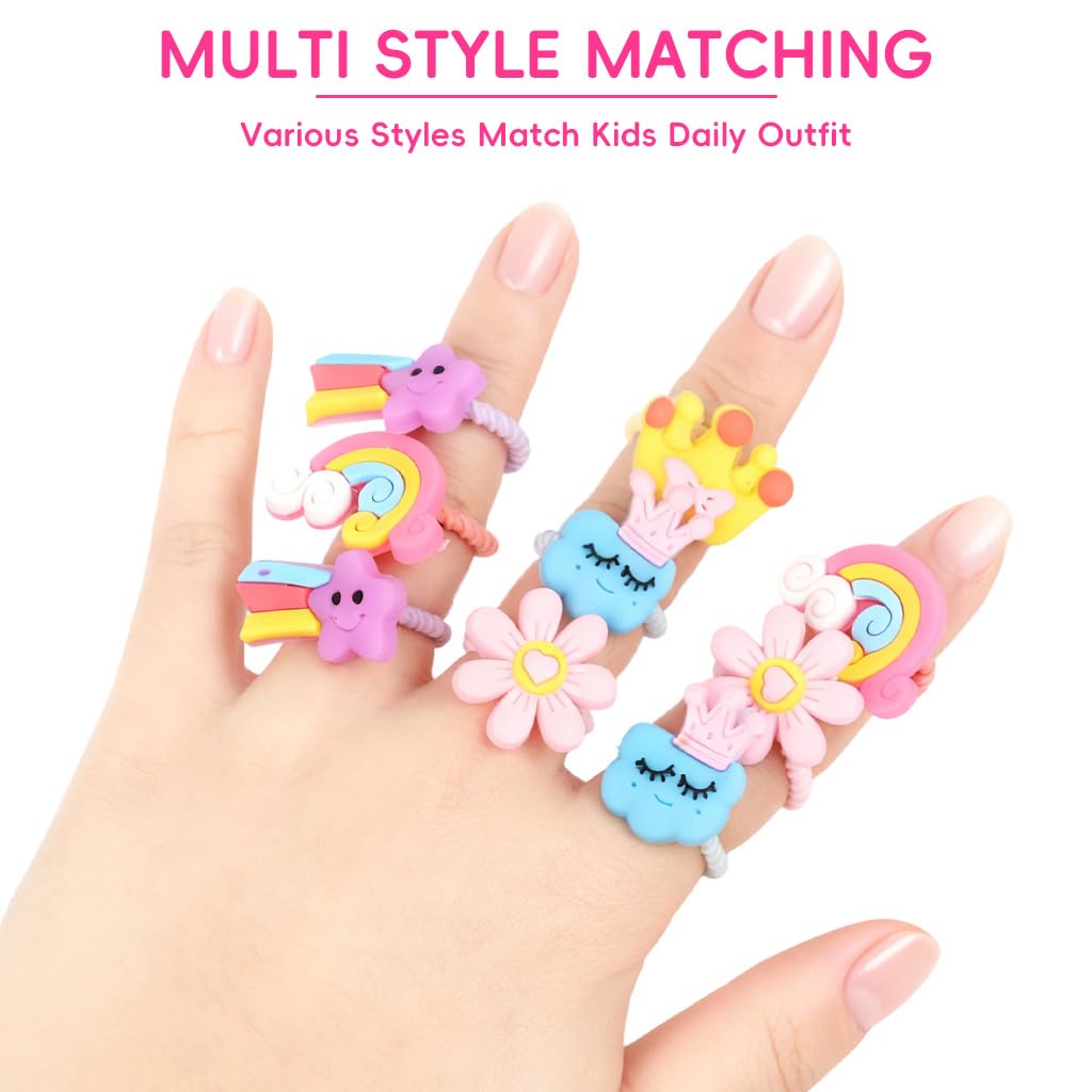 SANNIDHI Hair Elastics for Girls with 30 Colorful Kawaii Ties and Storage Box | Soft Stretchy Loops