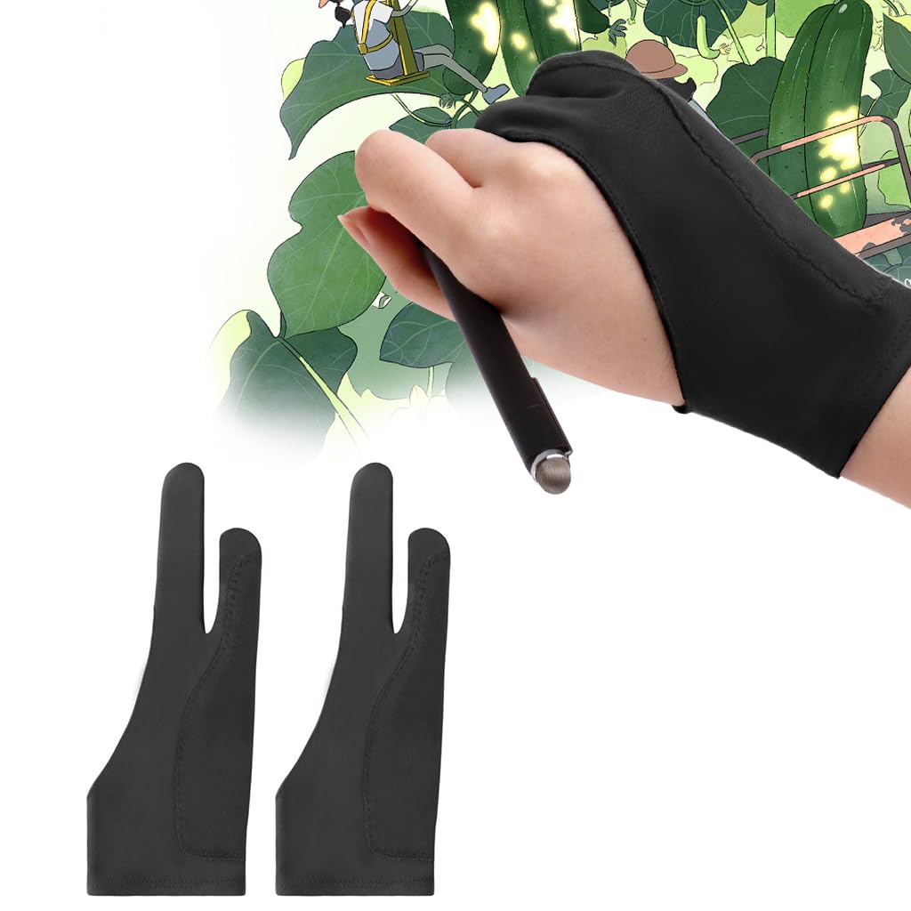 ZORBES® 1 Pair Artist Glove, Drawing Glove for Tablet, Palm Rejection Gloves Graphic Tablet Glove Dight Art Glove for Drawing, Anti-fouling Two-Finger Lycra Glove for Wacom, Graphic Drawing Gloves