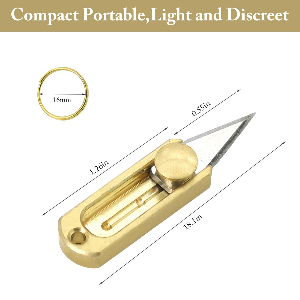 HASTHIP Pocket Cutter for Boxes and Letters with Retractable Blade and Keychain | Stainless Steel Mini Utility Tool