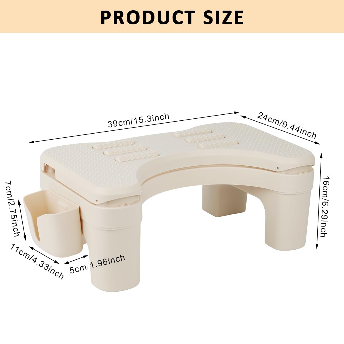 HANNEA Folding Foot Rest for Home and Office with Dual Row Massage Rollers | Height Adjustable Ergonomic Stool