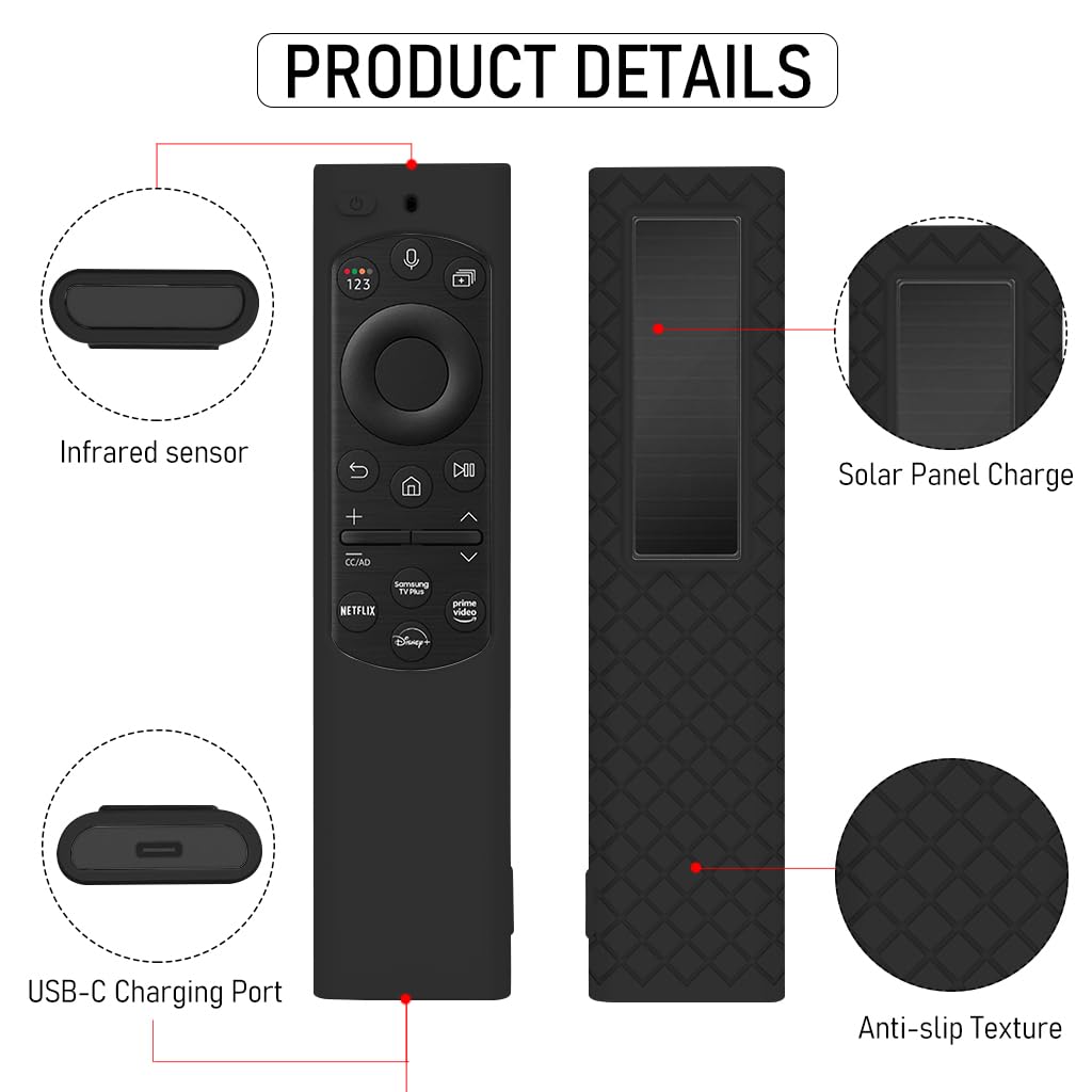 ZIBUYU® Samsung TV Remote Cover BN59TV 2022 Remote Protections Case Cover Anti-Slip Silicone Protective Cover for Samsung Remote BN59TV's - No Samsung Remote Included, Remote Case Cover - Black