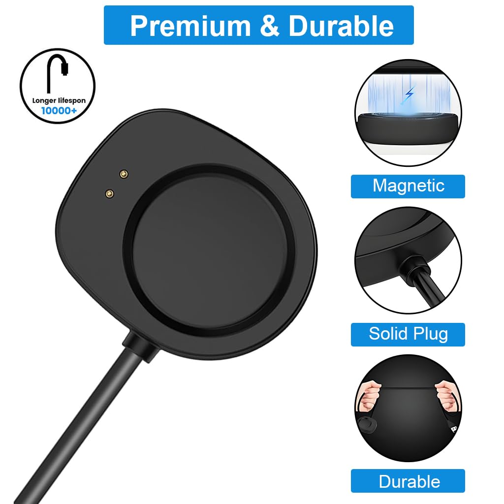 ZORBES Replacement Charger for Amazfit T-Rex 3 with 3.3 ft USB Cable | Stable Wireless Pad