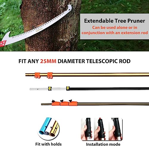 Optifit® 40cm Hand Saw for Sawing Branches, Trimming Extra Branches, Professional Heavy Duty Mn Steel Pruning Saw with Double Action Teeth, Can be External Rod, Rust Resistance 2 PCS