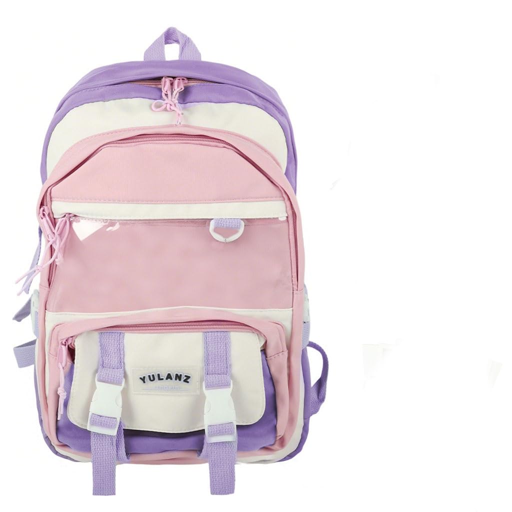 Zibuyu Backpack for School and Travel with Waterproof Nylon Fabric | Cute Purple Design for Girls