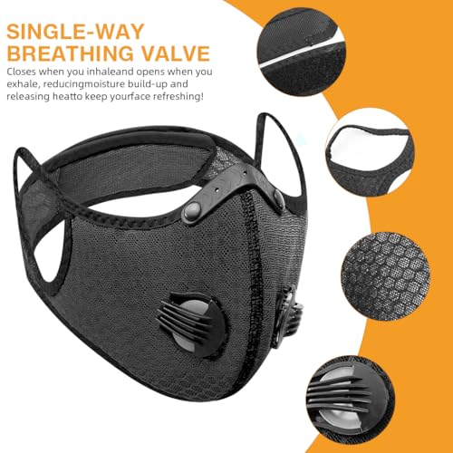 Serplex® Windproof Sports Face Mask Reusable Washable with 4 Filters Adjustable Back Closure for Men Women Breathable Mesh for Cycling Motorcycle Outdoor Winter Activities 3PCS