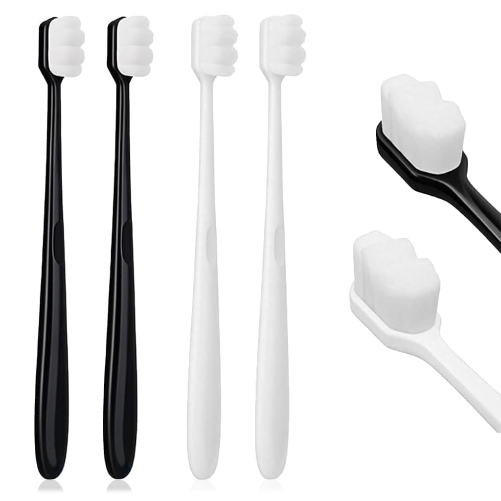ZIBUYU Ultra Soft Toothbrushes for Sensitive Teeth with Wavy Bristles and PP Handle | Pack of 6