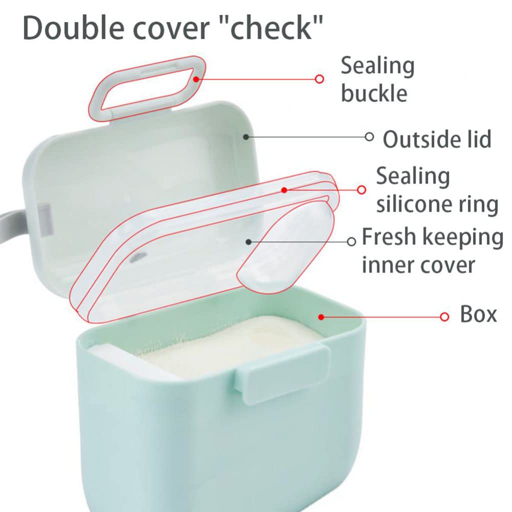 SNOWIE SOFT Baby Formula Dispenser for Travel and Home with 300g Capacity featuring Double Layer Anti Leak PP Design | Green Portable Milk Powder Container