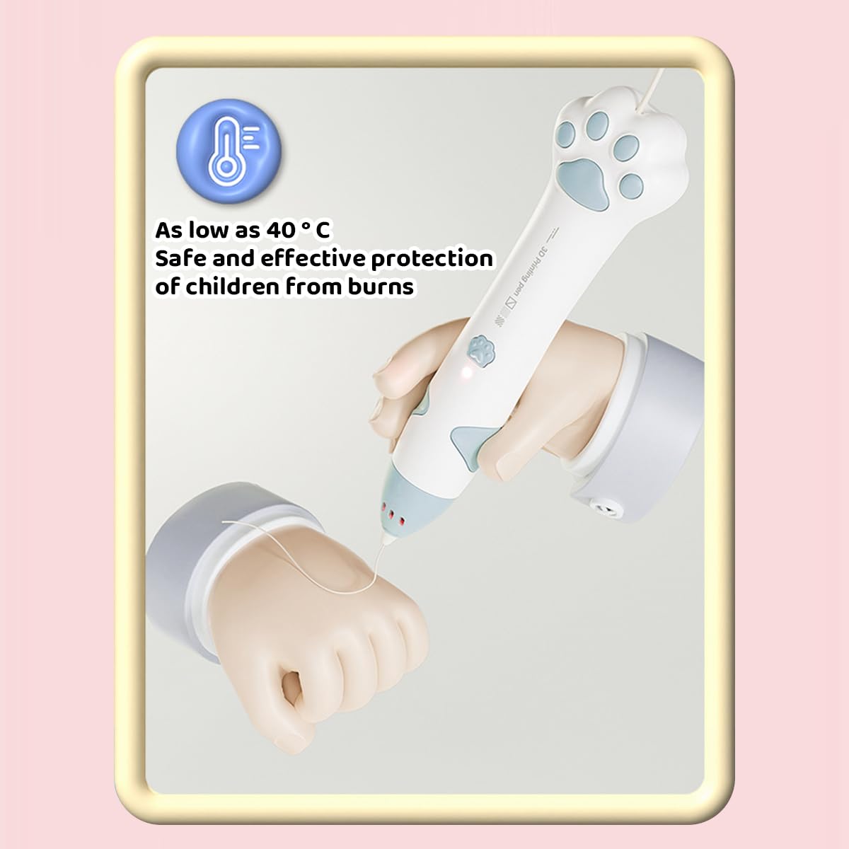 PATPAT 3D Pen for Kids with 20m Color Filament and USB Rechargeable Cat Paw Design | Educational Drawing Toy