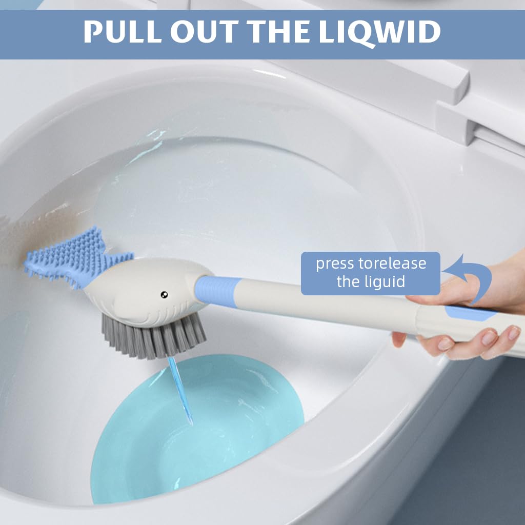 HASTHIP Toilet Brush for Bathroom Cleaning with Dual Sided Bristles and Ergonomic Handle | White