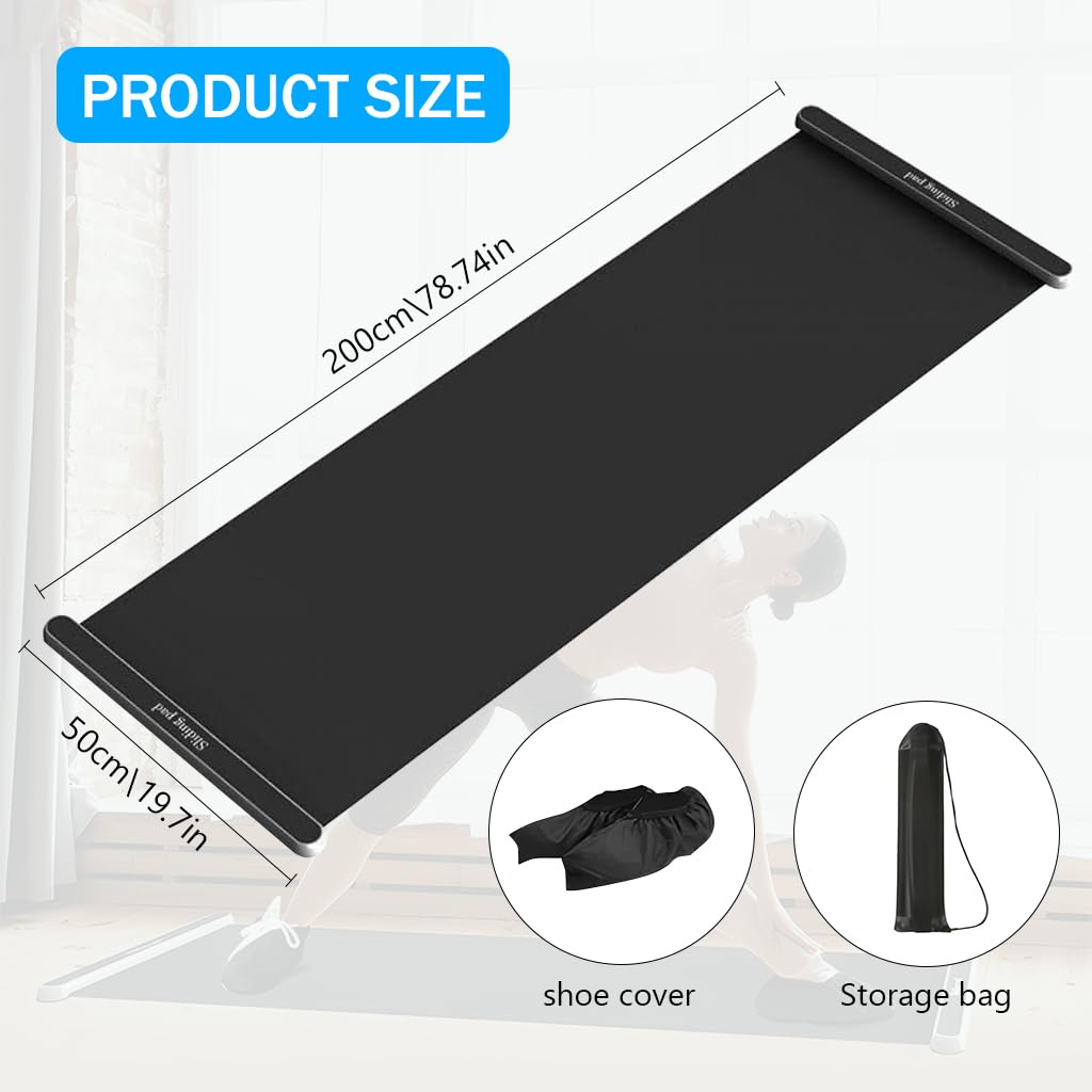 Proberos Slide Board Mat for Home Fitness with Anti Slip PVC Surface 200x50cm | Includes Sliding Boots and Storage Bag