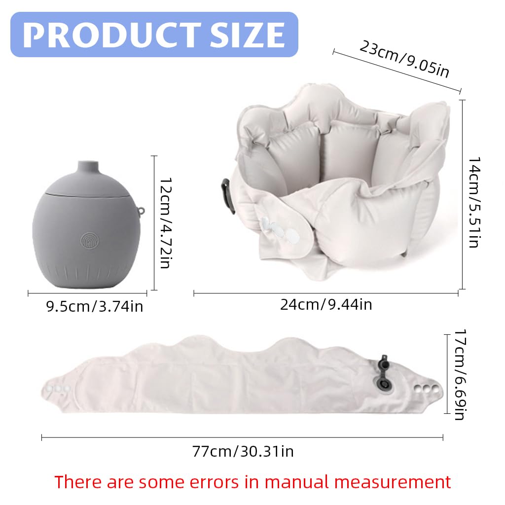 HANNEA Inflatable Neck Pillow for Travelling with Ergonomic Crown Support and Cool Touch Fabric | Packable Cervical Pillow for Neck Pain Relief