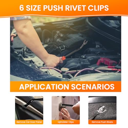 STHIRA® 3 PACK 100 Pcs Universal Car Bumper Clips Lock Kit with Storage Box 6 Sizes Rivets Fasteners, 5 Removal Tools, Fits Ford Gm Chrysler Toyota Honda, Trim Fender Radiator Shield