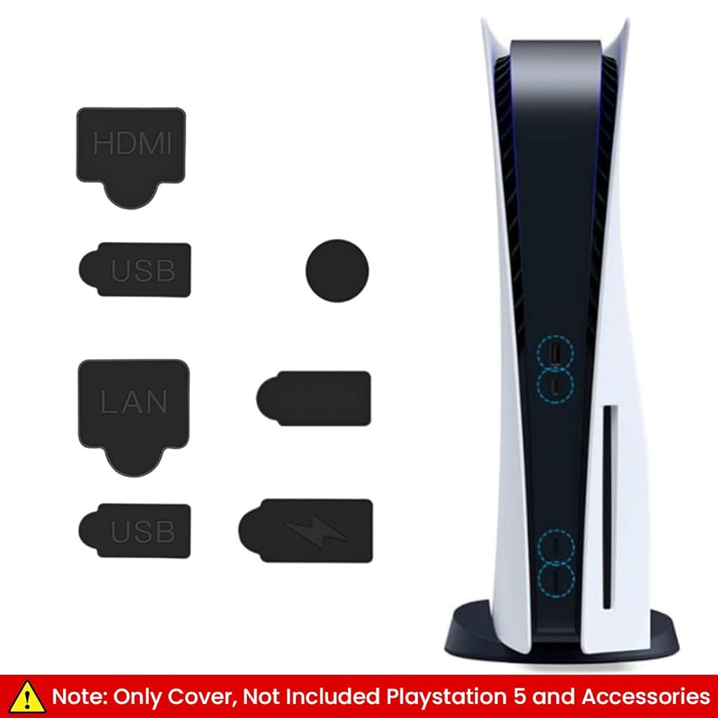ZORBES Dust Plug for PS5, 9Pcs Dust Plug Kit for PS5/PS5 Slim Console, PS5 Silicone Dust Plugs Protector Antidust Cover Dustproof Plug for Playstation 5 Disk/Digital Console PS5 Slim Game Console Accessories