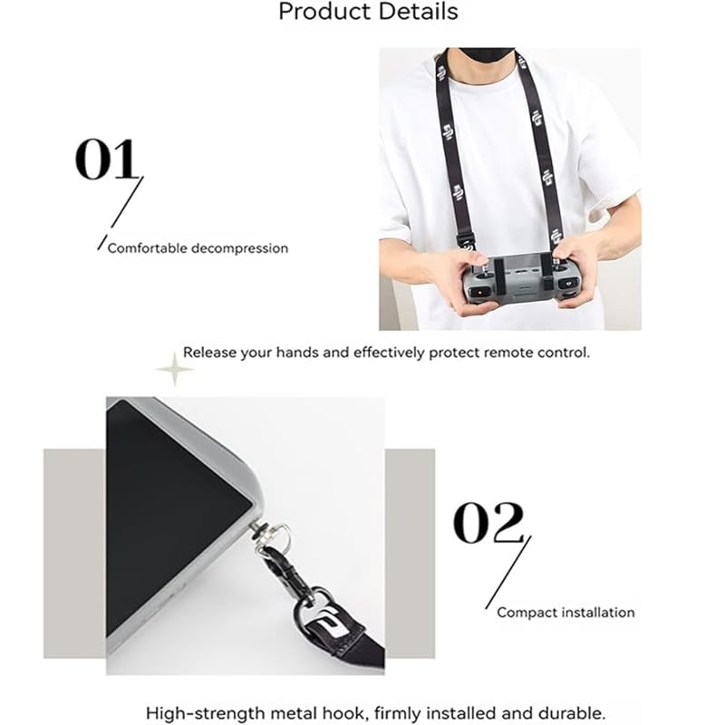 ZORBES Neck Strap Lanyard for DJI RC Controllers with Quick Release Clips & 30–55 in Adjustable Fit