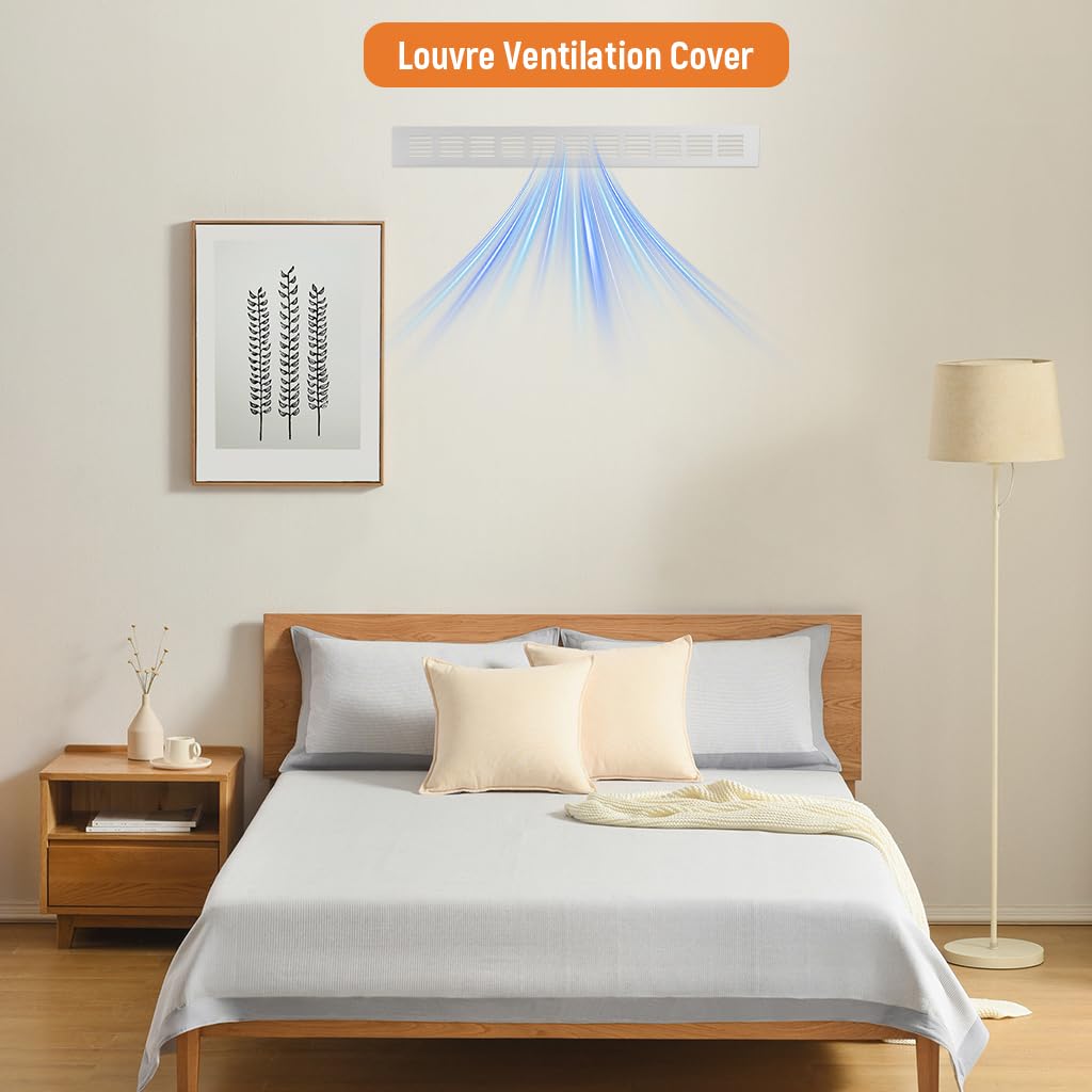 HASTHIP Ventilator Cover for Cabinets and Wardrobe Doors with Screw Mounting 17.7 x 1.9 in Aluminum | Silver Tone Finish