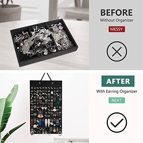 HASTHIP® Wall Hanging Earring Organizer Box, Felt Earrings Organizer Box for Women, Earring Holder Jewellery Organizer Display for Earring Necklace Bracelet Ring, Holds Up To 300 Pairs Earrings 3 PCS