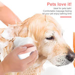 Qpets® Dog Bath Brush, 2 In 1 Pet Massage Brush Bath Brush Add Soap Solution, Silicone Dog Hair Grooming Cleaning Brush Self Cleaning Slicker Bristle Bath Brush for Cat Dog Brush Soap Foamer Brush