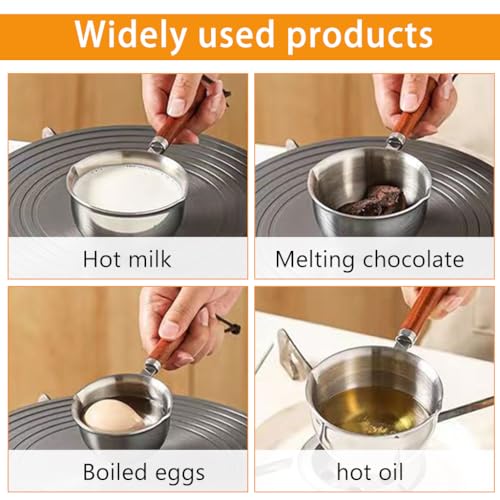 Supvox® 300ml Stainless Steel Tadka Pan Oil Warmer - Milk Warmer Pot, Long Heat- Resistant Handle Small Sauce Pan for Stove Top, Chocolate Melting, Coffee Tea Soup Warming