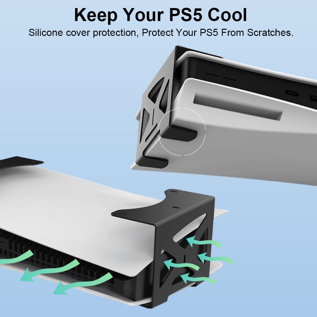 ZORBES Under Desk Holder for PS5 with Screwfix Mount and 2mm Carbon Steel Build | Space Saving Console Storage
