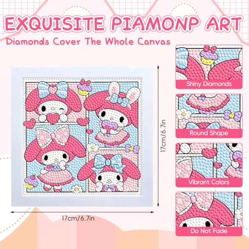 PATPAT® DIY Diamond Painting Kit for Kids 7 Inches Cute Melody Art with Wooden Frame Desk Decoration Craft Gift 2PCS