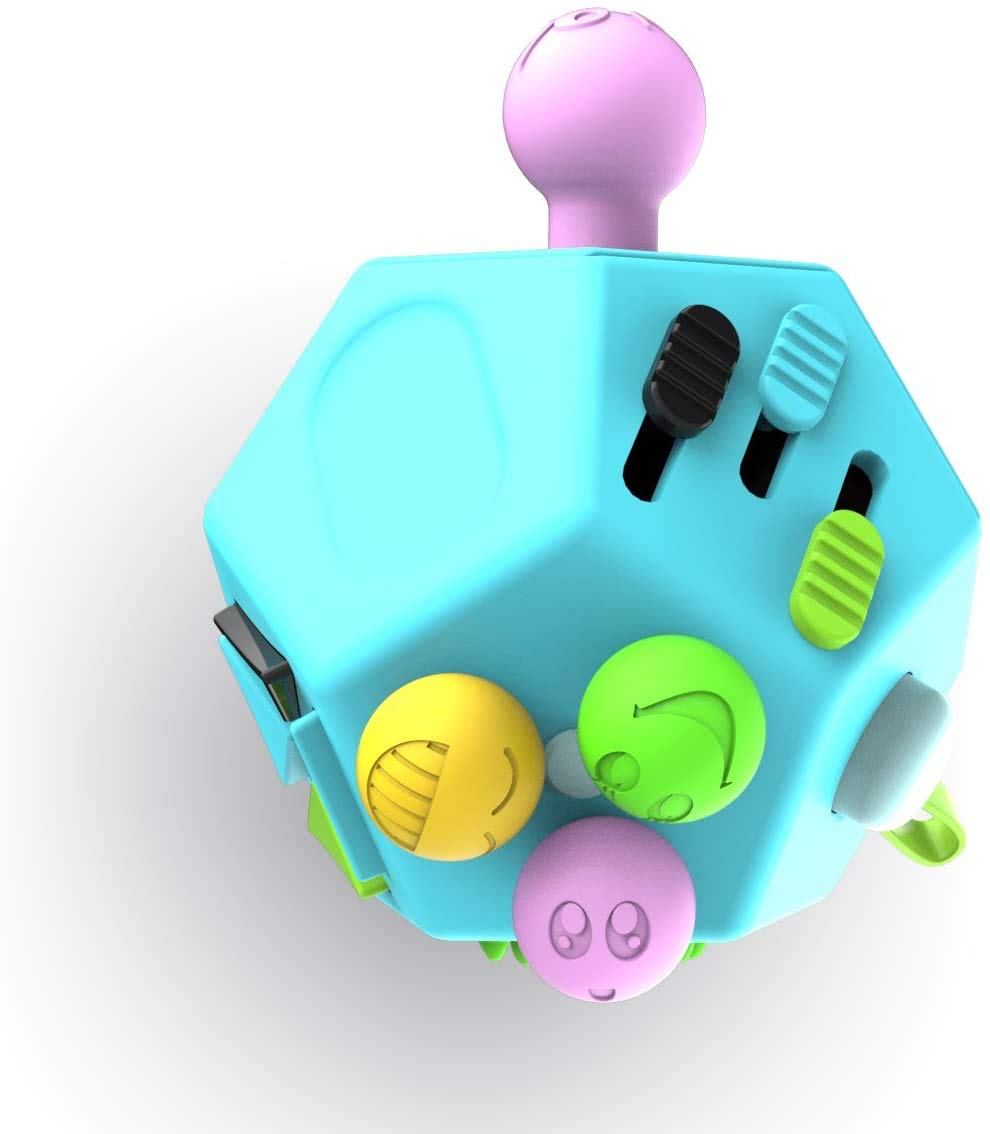 PATPAT 12 Sided Fidget Cube for Stress and Anxiety Relief featuring Dodecagon Design and Blue ABS Structure | Pocket 6x6x8 cm Toy for Kids and Adults