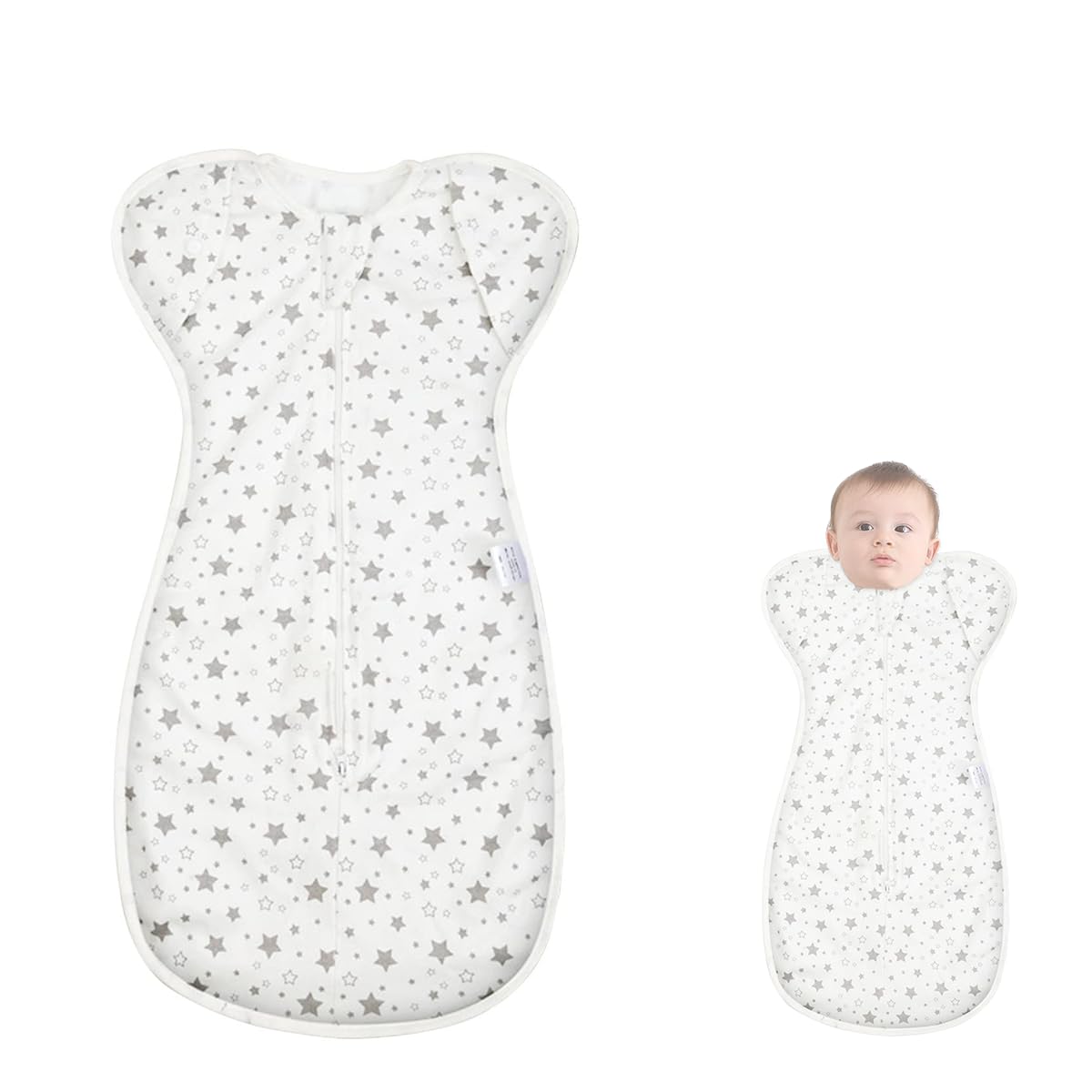 SNOWIE SOFT Baby Swaddles for Newborns with 2 Way Zipping Design 66cm Pure Cotton | 0 3 Months Sleep Sack