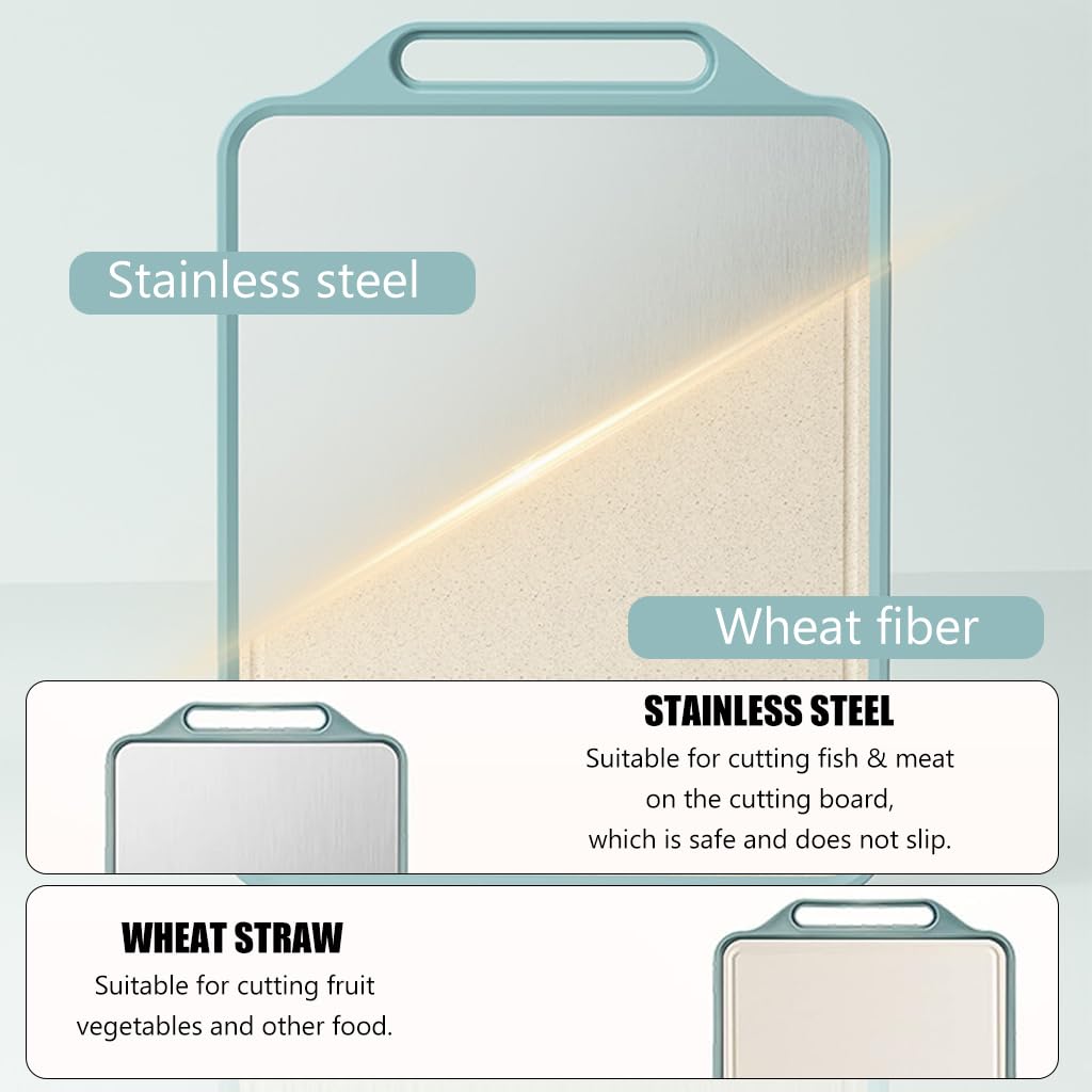 Supvox Stainless Steel Chopping Board for Kitchen 15.5x12 in with Double Sided Surface | Easy Clean Antibacterial Food Prep Board