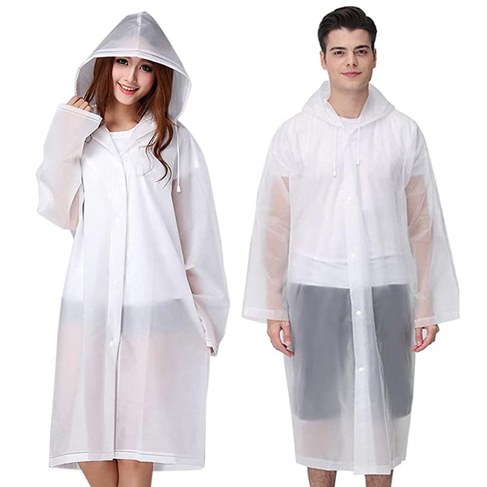 PALAY  2Pcs Rain Ponchos for Men Women, Reusable EVA Raincoats with Hood for Rain Ponchos for Camping, Hiking, Music Festival, Outdoor Activities (Blue)