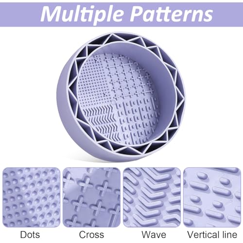 MAYCREATE Makeup Brush Cleaning Bowl 2 In 1 Silicone Makeup Brush Cleaner Makeup Brush Organizer Holder Drying Rack 5.1 Inches Portable Makeup Brush Wash Bowl
