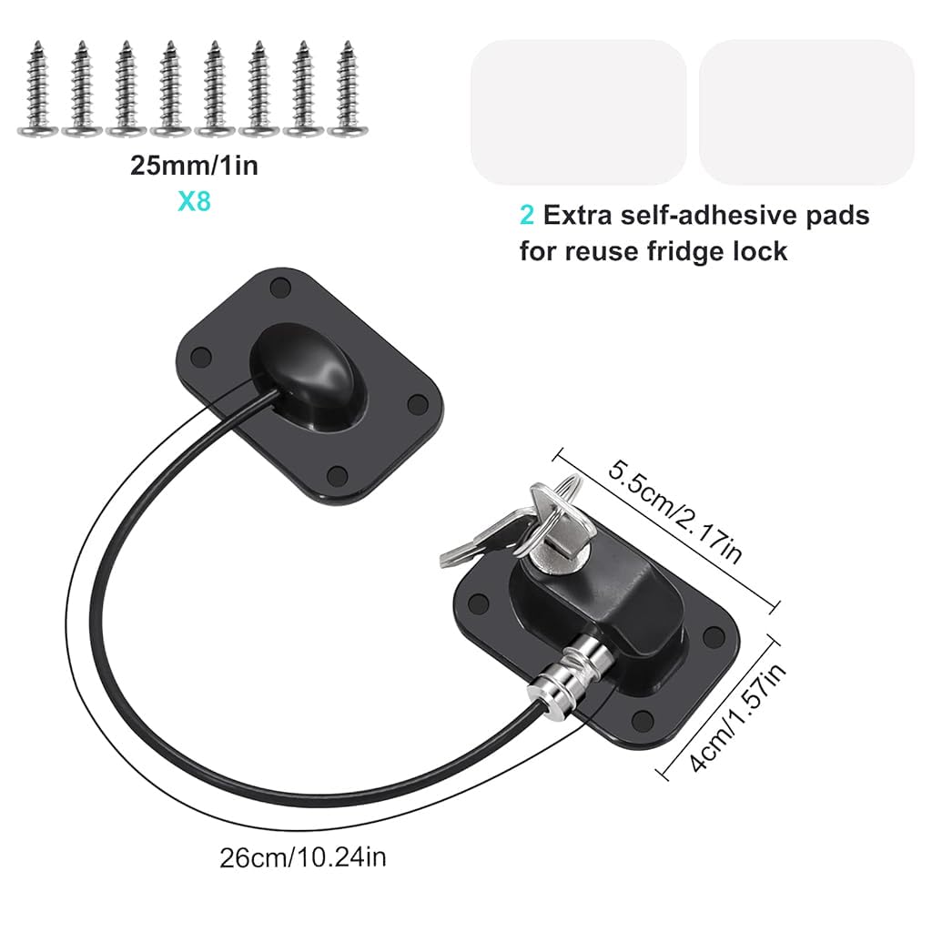 STHIRA Refrigerator Lock for Child Safety with Strong Adhesive Cable | Protects Food and Medicine